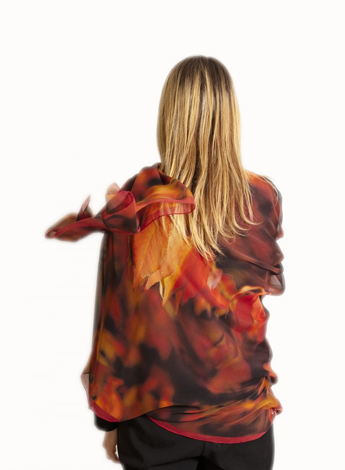 8. Red Leaves Large Silk Scarf Back
